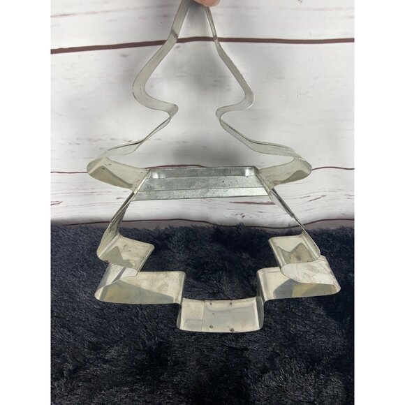 Vintage Primitive CHRISTMAS TREE Giant 11" Jumbo COOKIE CUTTER Tin Patina Decor - Picture 2 of 7